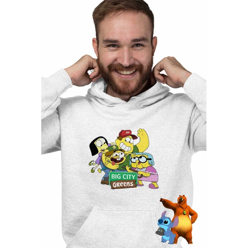 Fashion, accesorii si bijuterii - Barbati - Imbracaminte - Hanorace barbati - Hanorac Barbati Familia Green la Oras Desene, alb, marime L - Infinity.ro