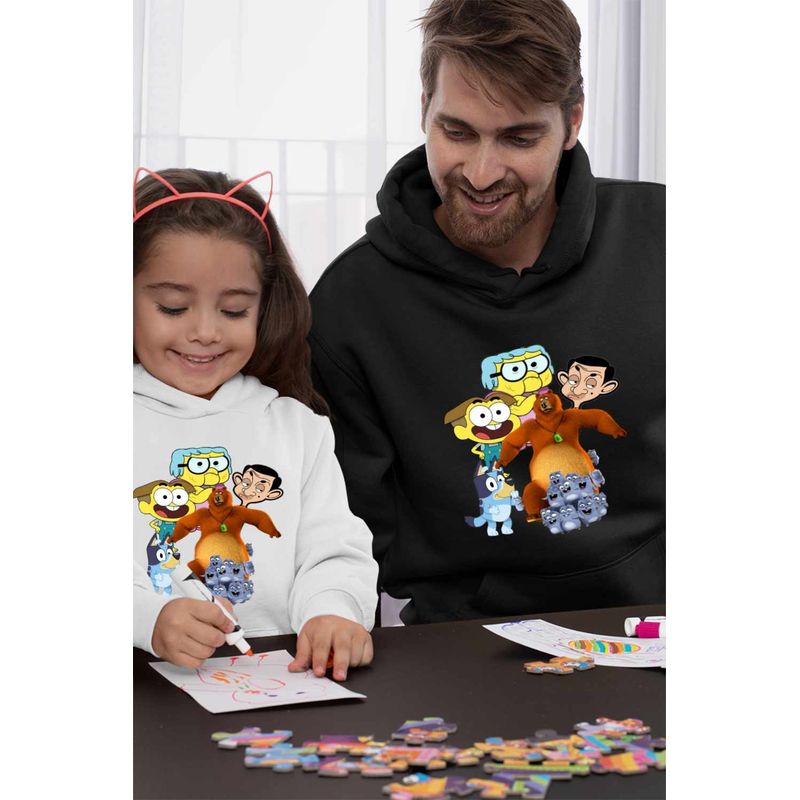 Fashion, accesorii si bijuterii - Barbati - Imbracaminte - Hanorace barbati - Hanorac Barbati Familia Green Mr Bean Grizzy Lemingii Bluey Ursu Bunica, negru, marime L - Infinity.ro