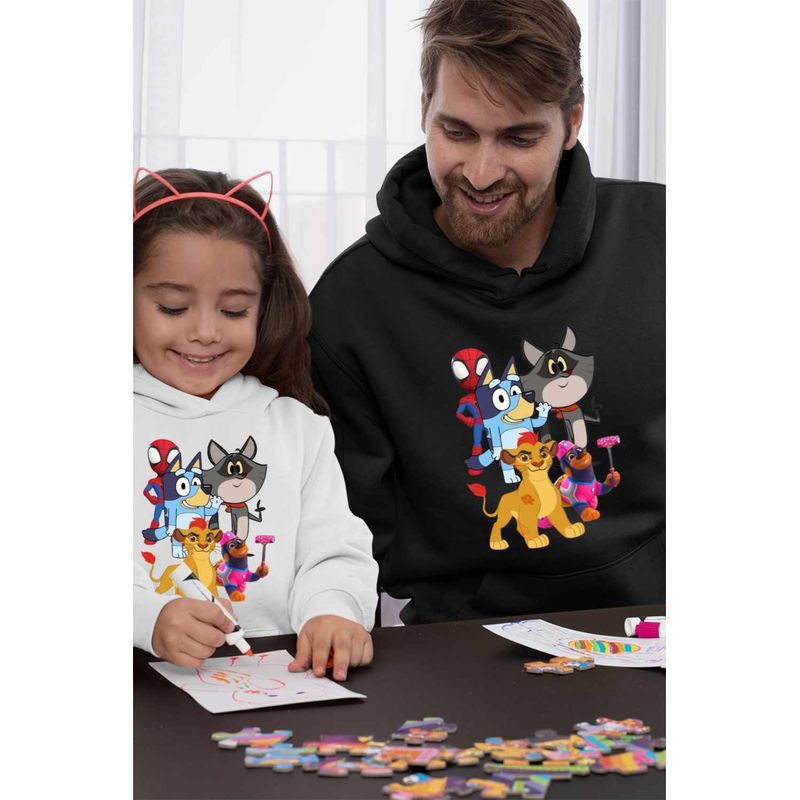 Fashion, accesorii si bijuterii - Barbati - Imbracaminte - Hanorace barbati - Hanorac Barbati Taffy Paienjenel Bluey Garda Felina Kion Catelusi Constructori, negru, marime XL - Infinity.ro