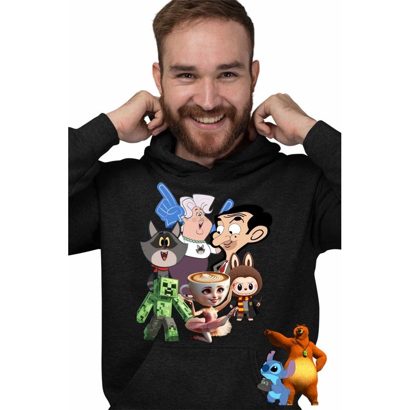 Fashion, accesorii si bijuterii - Barbati - Imbracaminte - Hanorace barbati - Hanorac Barbati Taffy Mr Bean Creeper Balerina Labubu Harry Potter, negru, marime 2XL - Infinity.ro