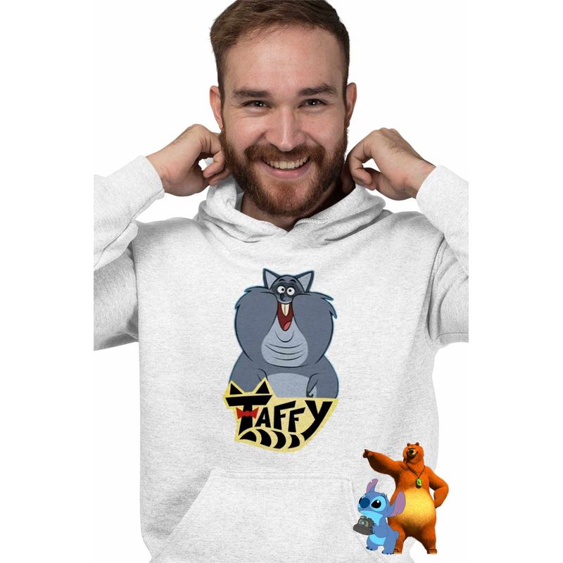 Fashion, accesorii si bijuterii - Barbati - Imbracaminte - Hanorace barbati - Hanorac Barbati Taffy Mash Cartoon, alb, marime 3XL - Infinity.ro
