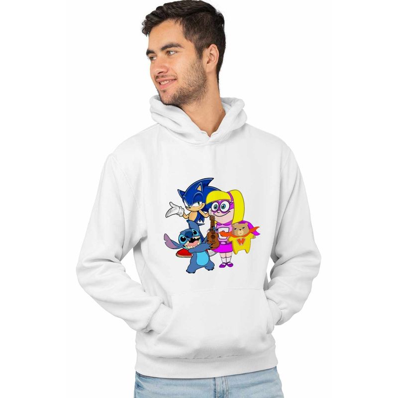 Fashion, accesorii si bijuterii - Barbati - Imbracaminte - Hanorace barbati - Hanorac Barbati Hamster Gretel Sonic Stitch, alb, marime M - Infinity.ro
