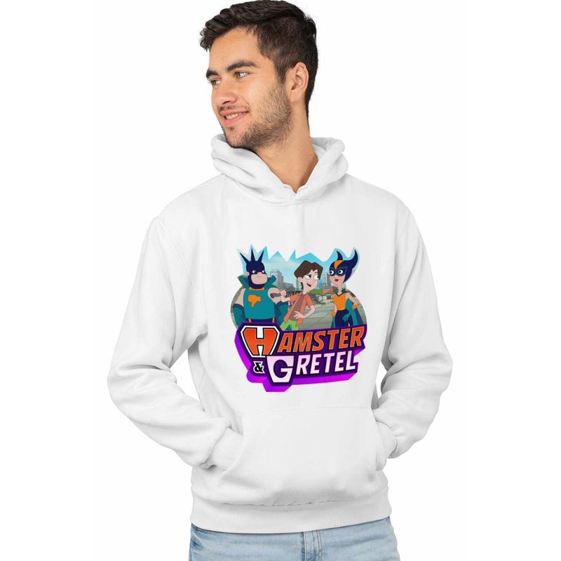 Fashion, accesorii si bijuterii - Barbati - Imbracaminte - Hanorace barbati - Hanorac Barbati Kevin Grant Gomez Hamster Gretel, alb, marime 2XL - Infinity.ro