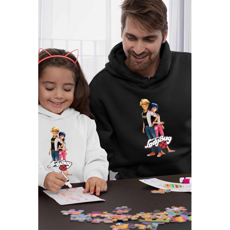 Fashion, accesorii si bijuterii - Barbati - Imbracaminte - Hanorace barbati - Hanorac Barbati Miraculous Marinette Adrien Agreste Miraculos, negru, marime 3XL - Infinity.ro