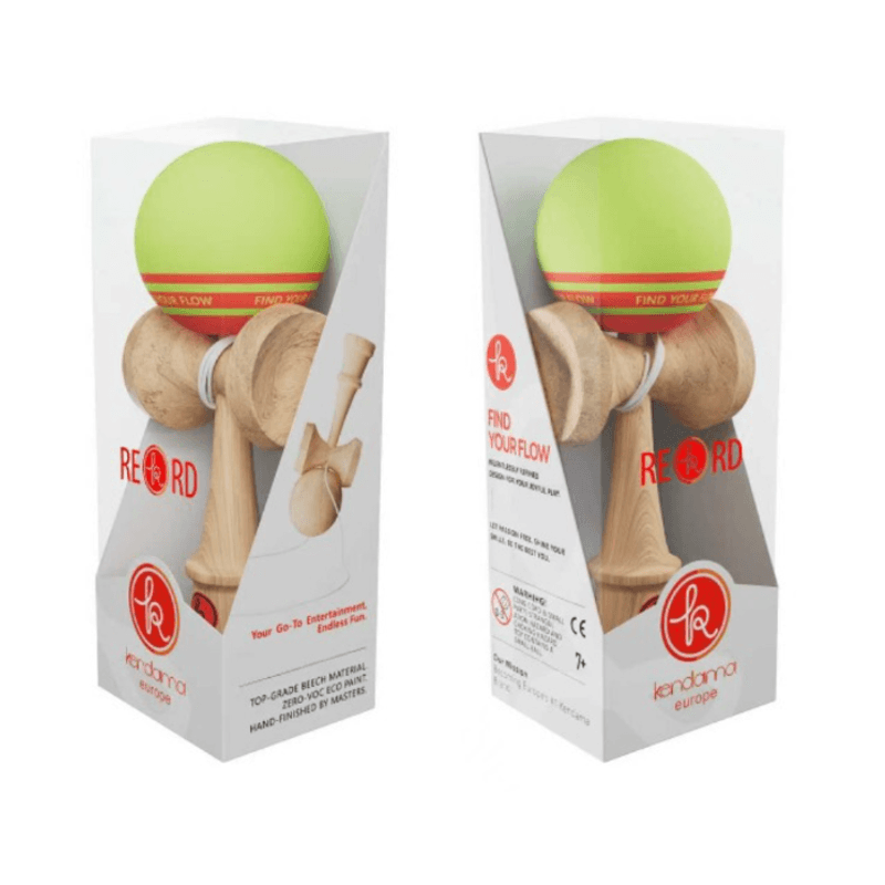 Jucarii, Copii si Bebe - Jucarii si jocuri - Jucarii & jocuri educative - Jucarii interactive - Kendama Record Plus verde mat, Base cup, cupe mari, 18,5 cm si set ata cadou - Infinity.ro