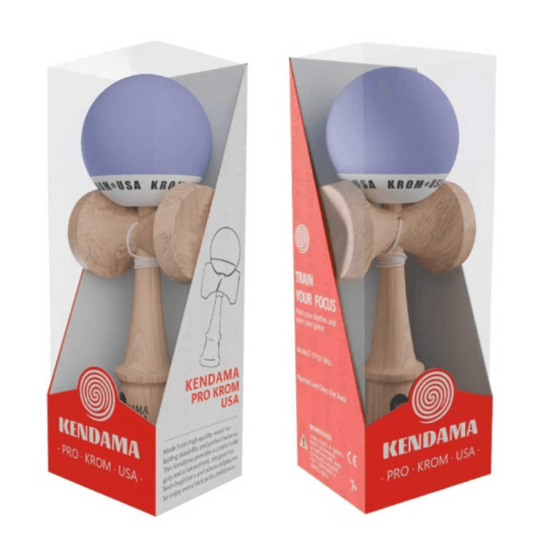 Jucarii, Copii si Bebe - Jucarii si jocuri - Jucarii & jocuri educative - Jucarii interactive - Kendama Krom USA mov, 18,5 cm, base cup, cupe mari si set ata cadou - Infinity.ro