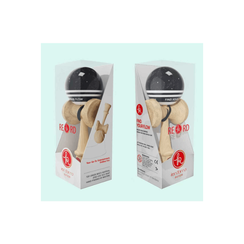Jucarii, Copii si Bebe - Jucarii si jocuri - Jucarii & jocuri educative - Jucarii interactive - Kendama Record neagra, base cup, cupe mari, 18,5 cm + set ata cadou neagra - Infinity.ro
