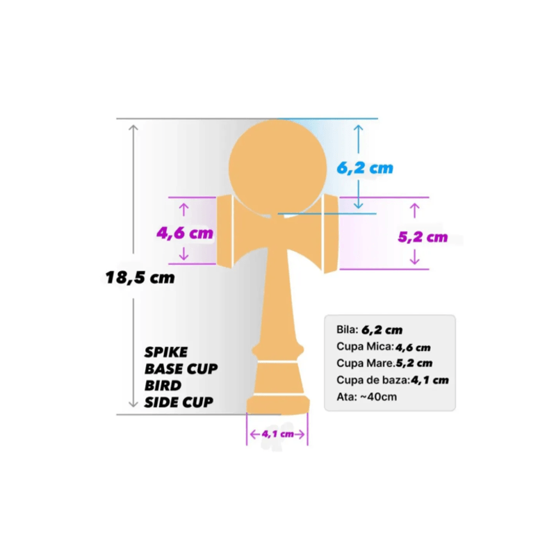 Jucarii, Copii si Bebe - Jucarii si jocuri - Jucarii & jocuri educative - Jucarii interactive - Kendama Krom USA rosie, 18,5 cm, base cup, cupe mari si set ata cadou - Infinity.ro