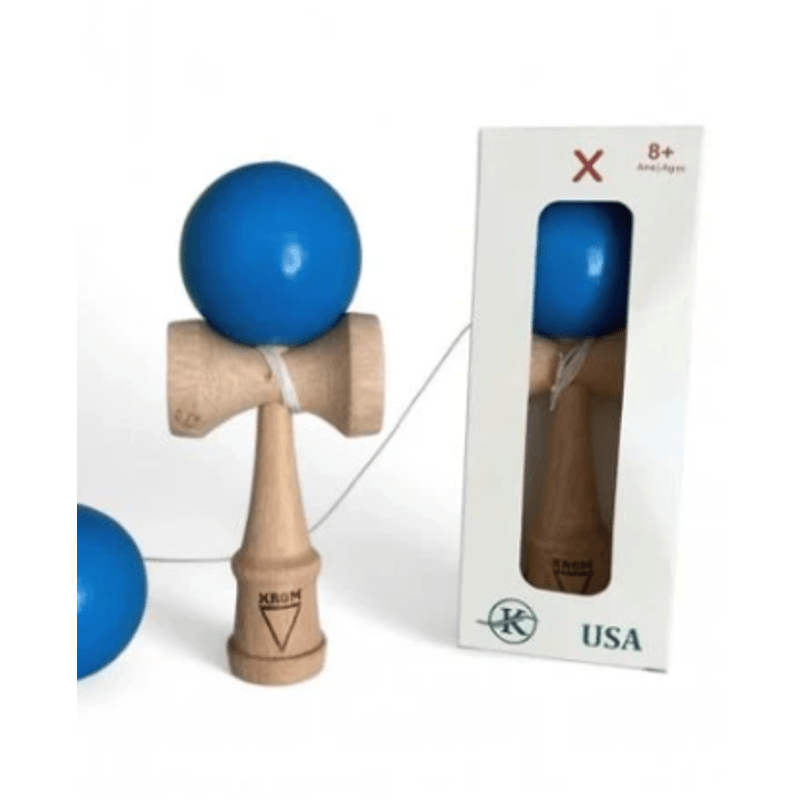 Jucarii, Copii si Bebe - Jucarii si jocuri - Jucarii & jocuri educative - Jucarii interactive - Kendama Krom albastru plus ata de rezerva, jucarie interactiva profesionala, 18 cm - Infinity.ro