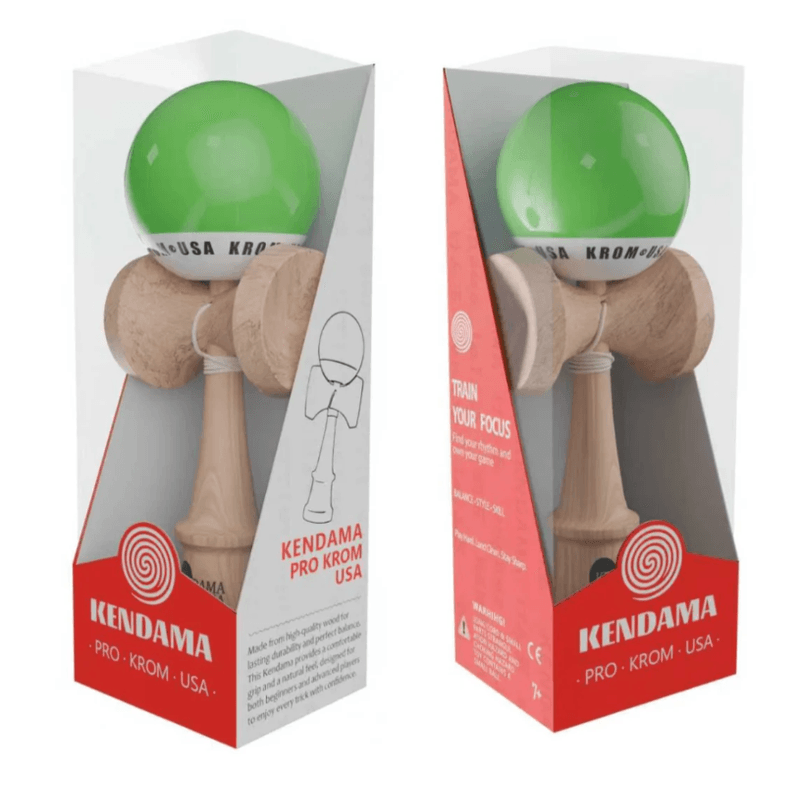 Jucarii, Copii si Bebe - Jucarii si jocuri - Jucarii & jocuri educative - Jucarii interactive - Kendama Krom USA verde, 18,5 cm, base cup, cupe mari si set ata cadou - Infinity.ro