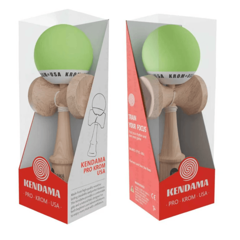 Jucarii, Copii si Bebe - Jucarii si jocuri - Jucarii & jocuri educative - Jucarii interactive - Kendama Krom USA verde lime, 18,5 cm, base cup, cupe mari si set ata cadou - Infinity.ro