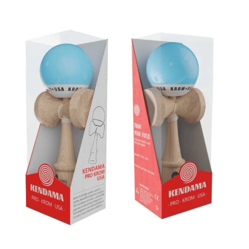 Jucarii, Copii si Bebe - Jucarii si jocuri - Jucarii & jocuri educative - Jucarii interactive - Kendama Krom USA albastra, 18,5 cm, base cup, cupe mari si set ata cadou - Infinity.ro