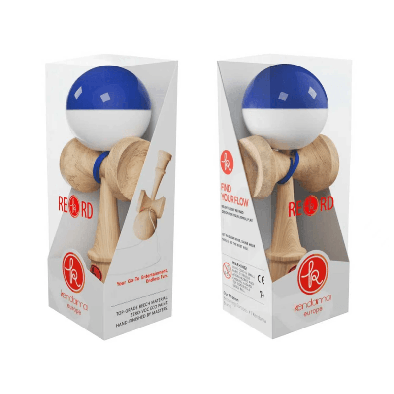 Jucarii, Copii si Bebe - Jucarii si jocuri - Jucarii & jocuri educative - Jucarii interactive - Kendama Europa alb-albastru, marime mare 18,5 cm, base cup, cupe mari - Infinity.ro