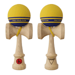 Jucarii, Copii si Bebe - Jucarii si jocuri - Jucarii & jocuri educative - Jucarii interactive - Kendama Record Plus galben mat cu dungi negre, 18,5 cm, base cup, cupe mari si set ata cadou - Infinity.ro