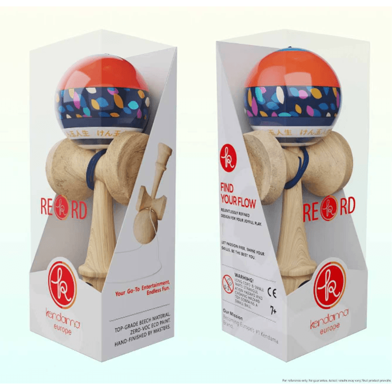 Jucarii, Copii si Bebe - Jucarii si jocuri - Jucarii & jocuri educative - Jucarii interactive - Kendama Europe Tensei Sumaze Twones MC, portocaliu lucios, cupe mari, base cup, 18,5 cm si o ata de rezerva - Infinity.ro