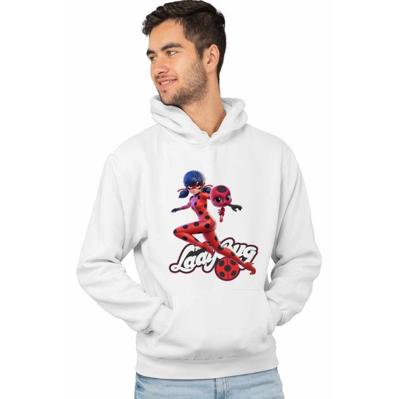 Fashion, accesorii si bijuterii - Barbati - Imbracaminte - Hanorace barbati - Hanorac Barbati Buburuza Marinette Tikki Ladybug Miraculos, alb, marime XL - Infinity.ro