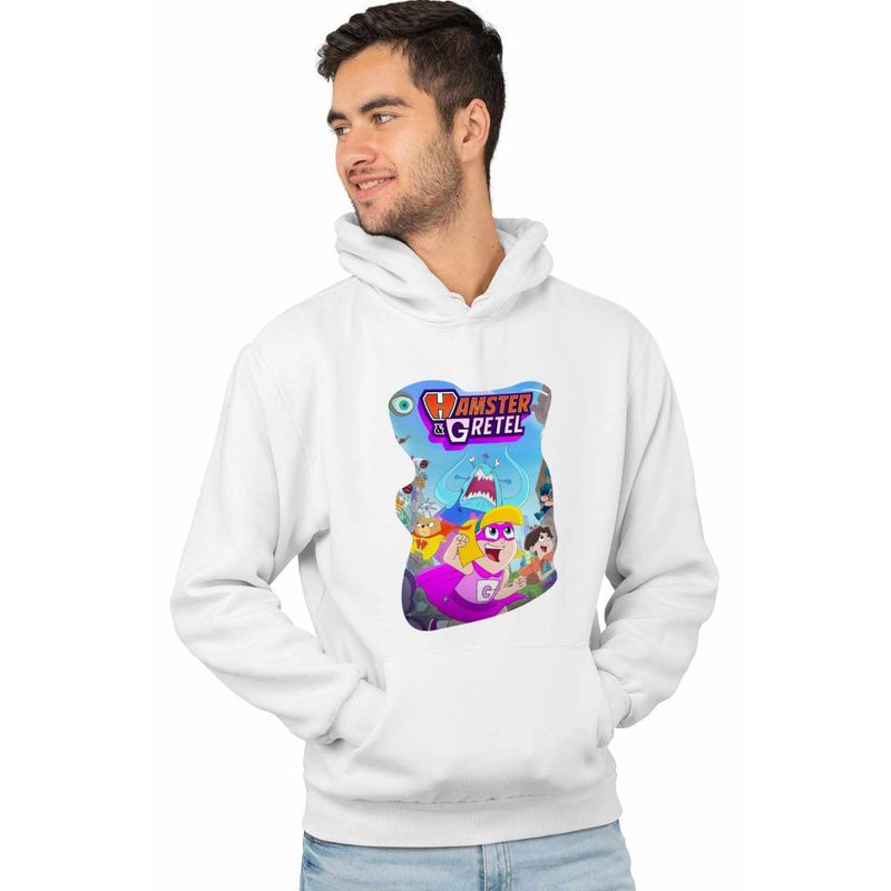 Fashion, accesorii si bijuterii - Barbati - Imbracaminte - Hanorace barbati - Hanorac Barbati Hamster Gretel Actiune Animatie, alb, marime 2XL - Infinity.ro