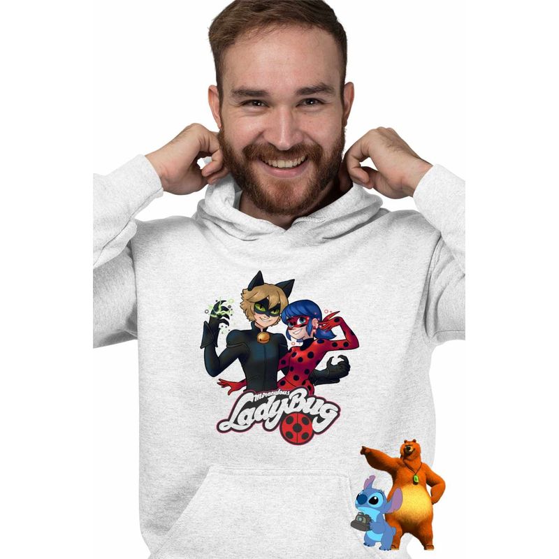 Fashion, accesorii si bijuterii - Barbati - Imbracaminte - Hanorace barbati - Hanorac Barbati Desene Buburuza Motanul Noir Miraculos, alb, marime 2XL - Infinity.ro