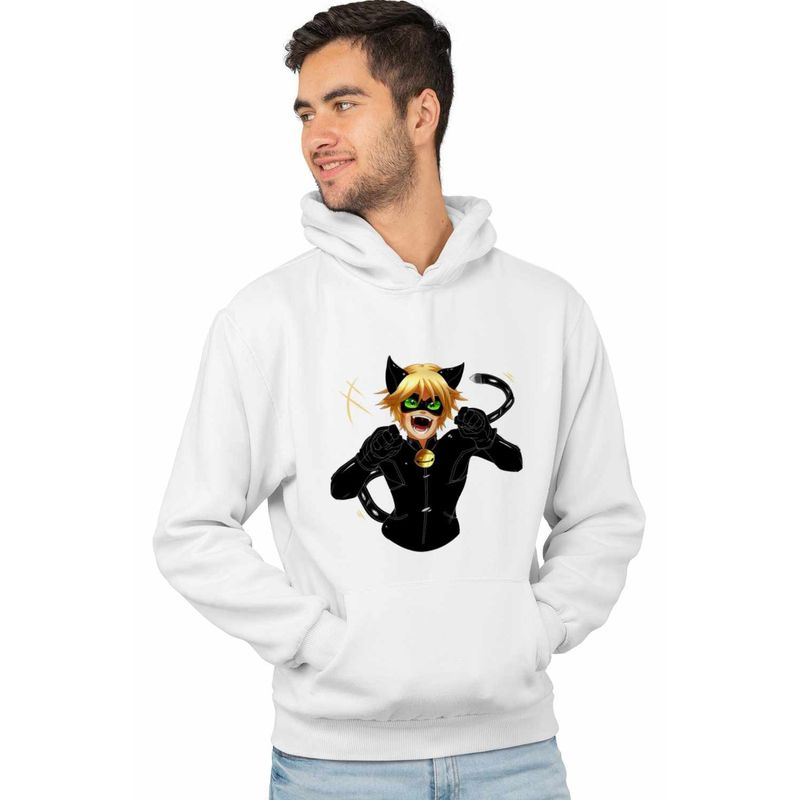 Fashion, accesorii si bijuterii - Barbati - Imbracaminte - Hanorace barbati - Hanorac Barbati Adrian Agreste Miraculos Adrien Motanul Negru Noir, alb, marime L - Infinity.ro