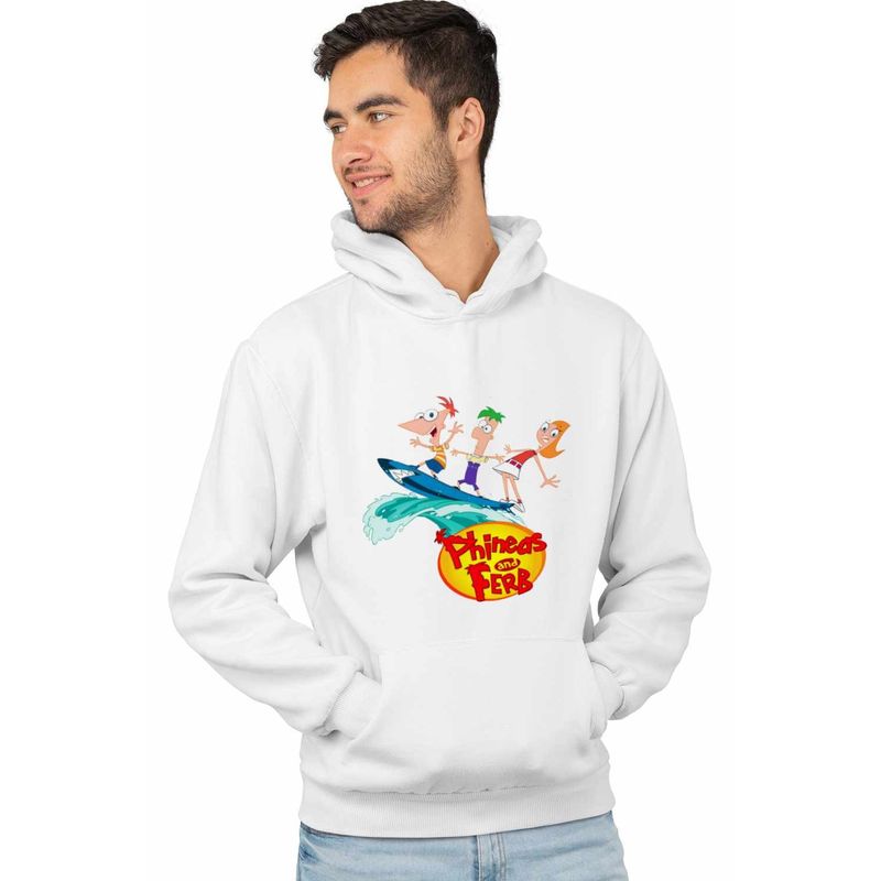 Fashion, accesorii si bijuterii - Barbati - Imbracaminte - Hanorace barbati - Hanorac Barbati Phineas Ferb Candace Surf Vacanta, alb, marime S - Infinity.ro