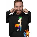 Fashion, accesorii si bijuterii - Barbati - Imbracaminte - Hanorace barbati - Hanorac Barbati Phineas si Ferb Skateboard, negru, marime L - Infinity.ro