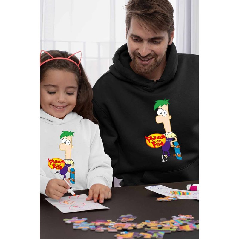 Fashion, accesorii si bijuterii - Barbati - Imbracaminte - Hanorace barbati - Hanorac Barbati Phineas si Ferb Skateboard, negru, marime L - Infinity.ro