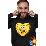 Fashion, accesorii si bijuterii - Barbati - Imbracaminte - Hanorace barbati - Hanorac Barbati Sponge Bob Inima SpongeBoo Pantaloni Patrati, negru, marime 3XL - Infinity.ro
