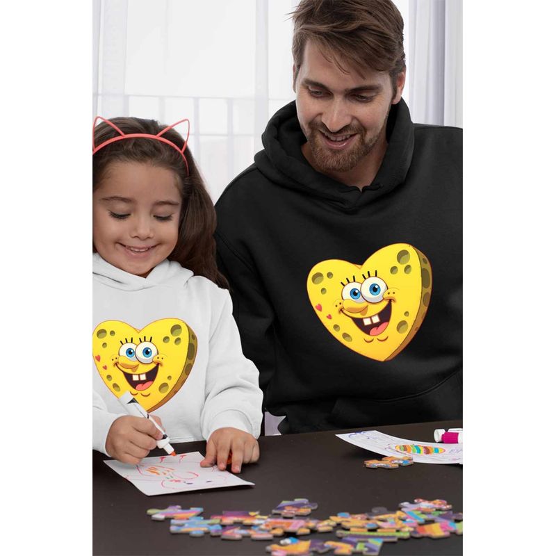 Fashion, accesorii si bijuterii - Barbati - Imbracaminte - Hanorace barbati - Hanorac Barbati Sponge Bob Inima SpongeBoo Pantaloni Patrati, negru, marime 3XL - Infinity.ro