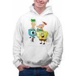 Fashion, accesorii si bijuterii - Barbati - Imbracaminte - Hanorace barbati - Hanorac Barbati Phineas Ferb Gumball Spongebob, alb, marime L - Infinity.ro