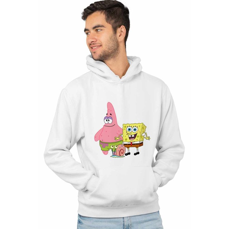 Fashion, accesorii si bijuterii - Barbati - Imbracaminte - Hanorace barbati - Hanorac Barbati Sponge Bob Patrick Gary Spongebob, alb, marime L - Infinity.ro
