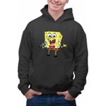 Fashion, accesorii si bijuterii - Barbati - Imbracaminte - Hanorace barbati - Hanorac Barbati Sponge Bob Canta Microfon Desen Animat SpongeBob, negru, marime XL - Infinity.ro