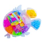 Jucarii, Copii si Bebe - Jucarii si jocuri - Jucarii & jocuri educative - Seturi de artizanat - Set Creativ Elastice Loom Bands, 550 Piese, Cutie Organizatoare in Forma de Peste, Include Croseta, Suport si Clipsuri S - Infinity.ro