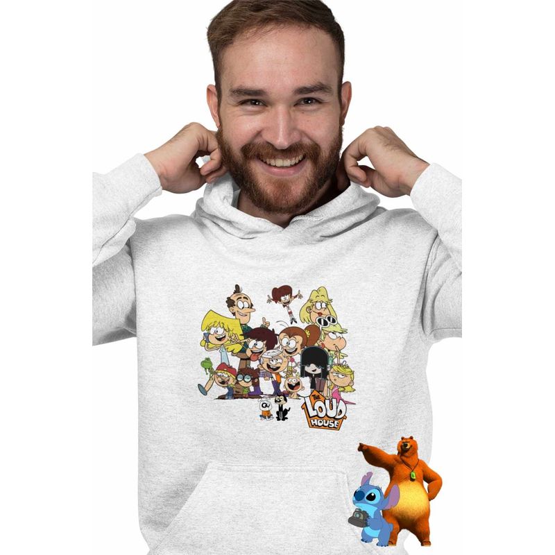 Fashion, accesorii si bijuterii - Barbati - Imbracaminte - Hanorace barbati - Hanorac Barbati Desene Animate Casa Loud, alb, marime 2XL - Infinity.ro