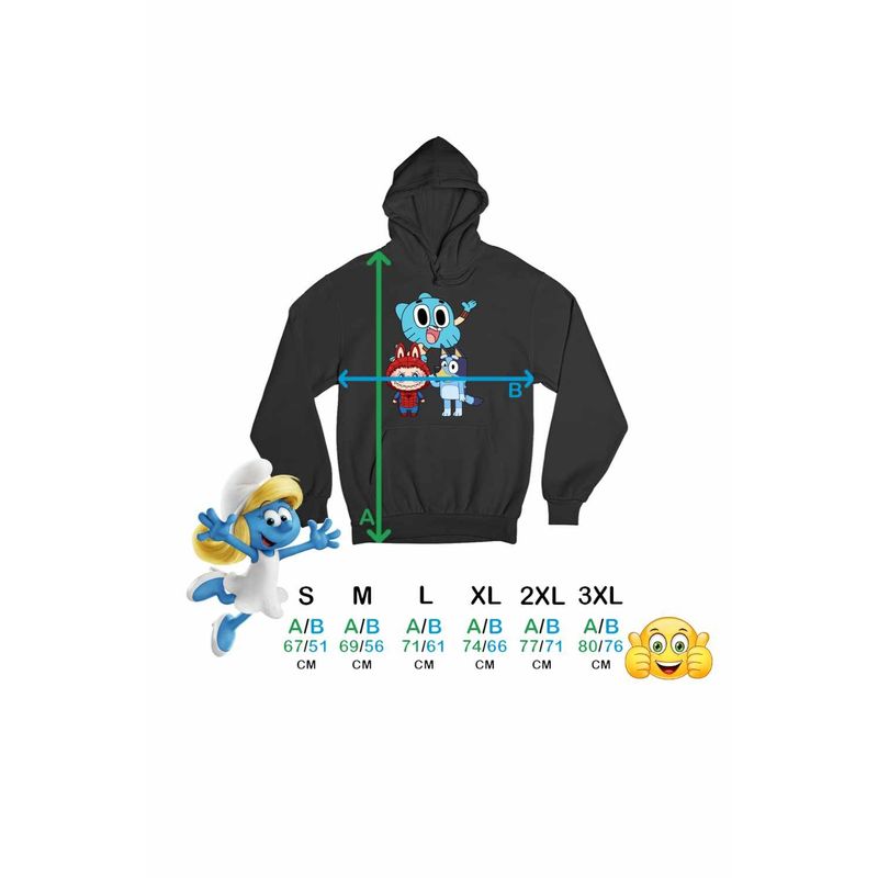 Fashion, accesorii si bijuterii - Barbati - Imbracaminte - Hanorace barbati - Hanorac Barbati Gumball Bluey Labubu, negru, marime M - Infinity.ro