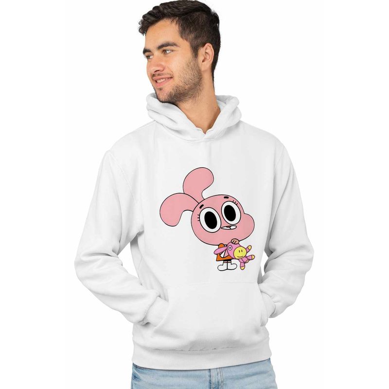Fashion, accesorii si bijuterii - Barbati - Imbracaminte - Hanorace barbati - Hanorac Barbati Gumball Anais Watterson, alb, marime L - Infinity.ro