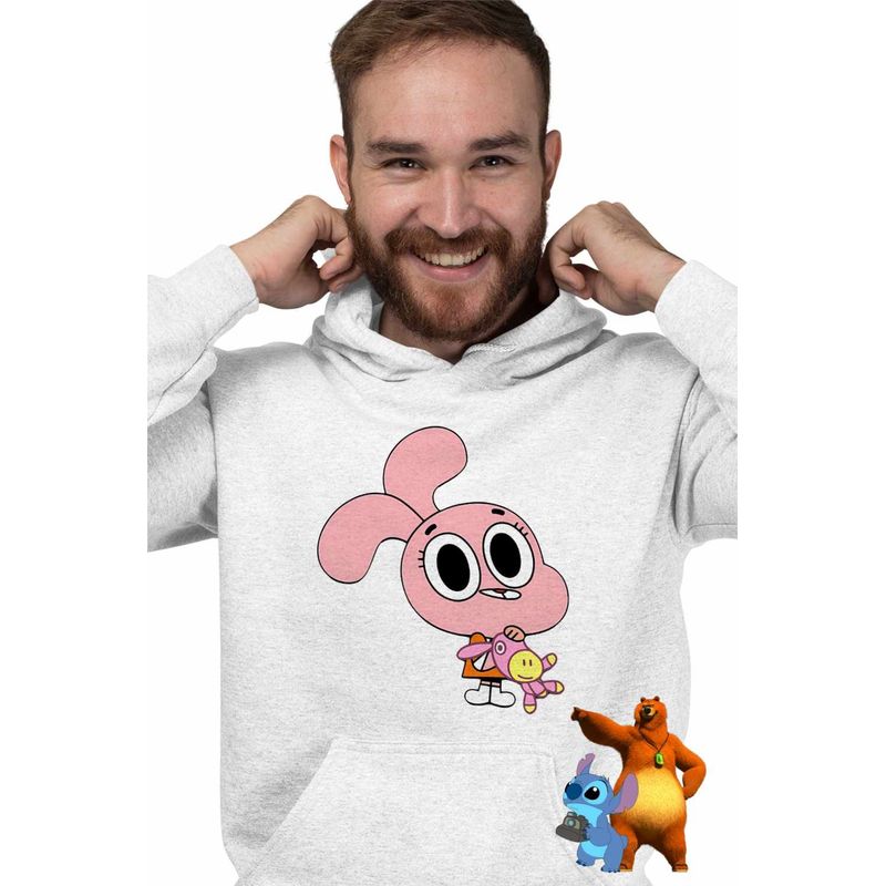 Fashion, accesorii si bijuterii - Barbati - Imbracaminte - Hanorace barbati - Hanorac Barbati Gumball Anais Watterson, alb, marime L - Infinity.ro