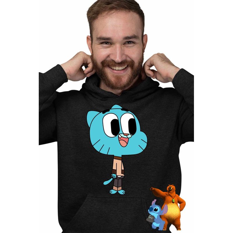 Fashion, accesorii si bijuterii - Barbati - Imbracaminte - Hanorace barbati - Hanorac Barbati Gumball Desene Animate, negru, marime XL - Infinity.ro