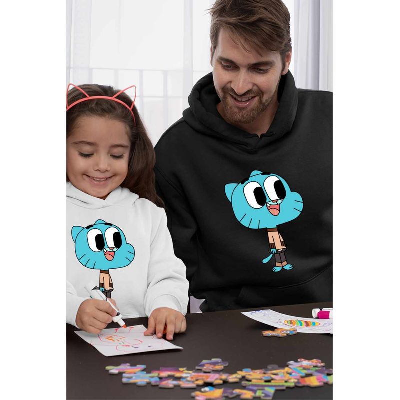 Fashion, accesorii si bijuterii - Barbati - Imbracaminte - Hanorace barbati - Hanorac Barbati Gumball Desene Animate, negru, marime XL - Infinity.ro