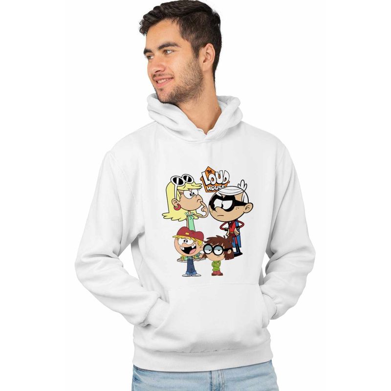 Fashion, accesorii si bijuterii - Barbati - Imbracaminte - Hanorace barbati - Hanorac Barbati Casa Loud Lincoln Supererou, alb, marime XL - Infinity.ro