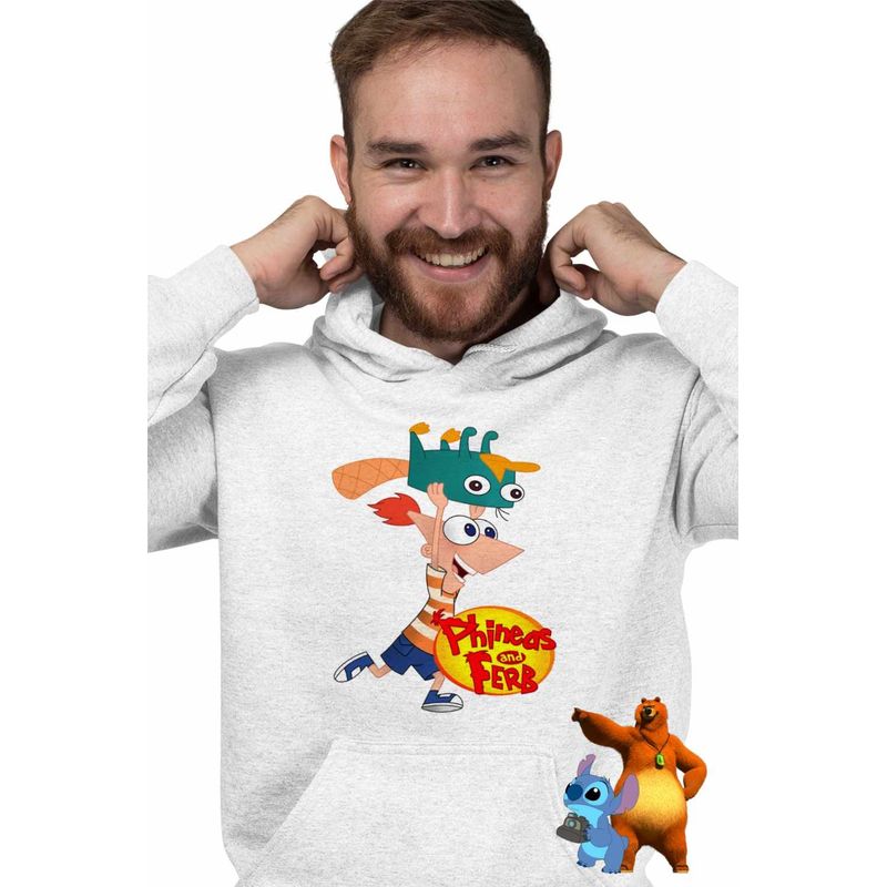 Fashion, accesorii si bijuterii - Barbati - Imbracaminte - Hanorace barbati - Hanorac Barbati Phineas si Ferb Dublat Perry Alearga, alb, marime L - Infinity.ro