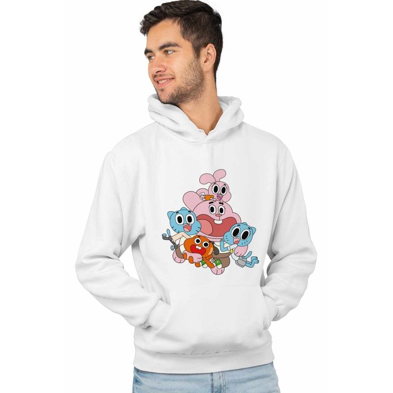Fashion, accesorii si bijuterii - Barbati - Imbracaminte - Hanorace barbati - Hanorac Barbati Gumball Toata Familia Gumbal, alb, marime XL - Infinity.ro