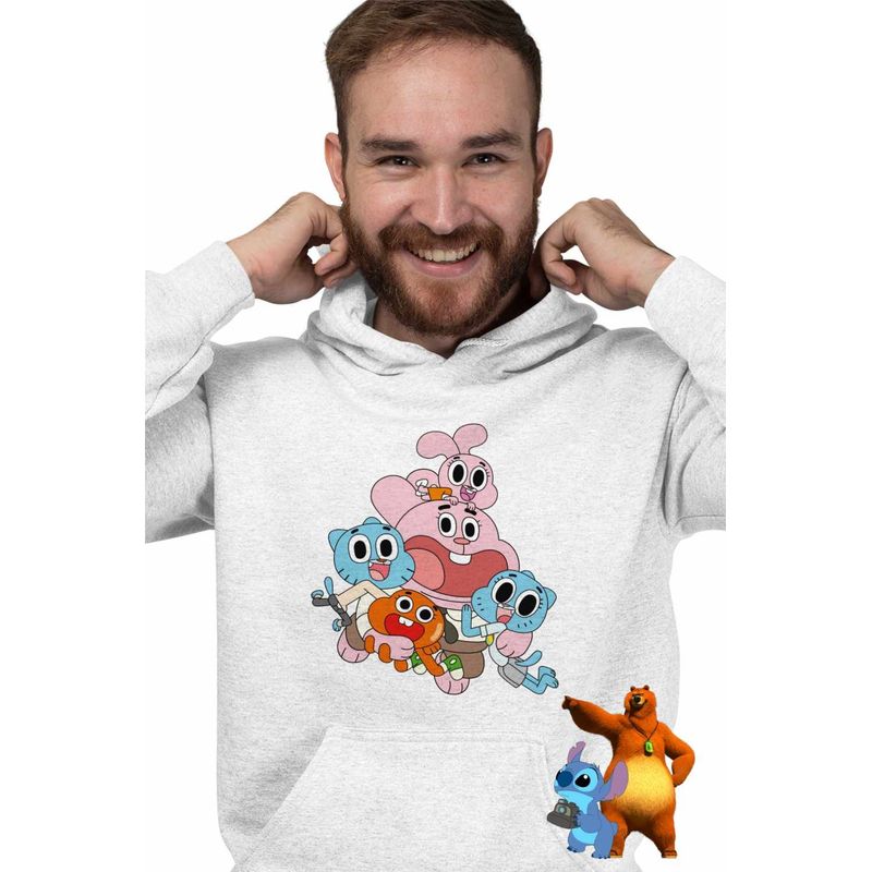 Fashion, accesorii si bijuterii - Barbati - Imbracaminte - Hanorace barbati - Hanorac Barbati Gumball Toata Familia Gumbal, alb, marime XL - Infinity.ro