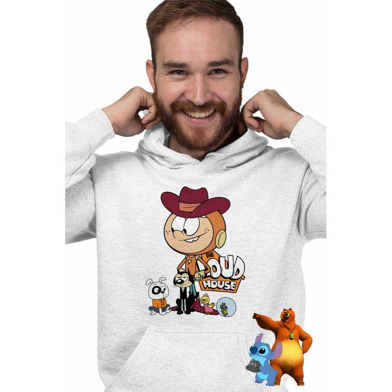 Fashion, accesorii si bijuterii - Barbati - Imbracaminte - Hanorace barbati - Hanorac Barbati Casa Loud Lincoln Cowboy Western, alb, marime M - Infinity.ro