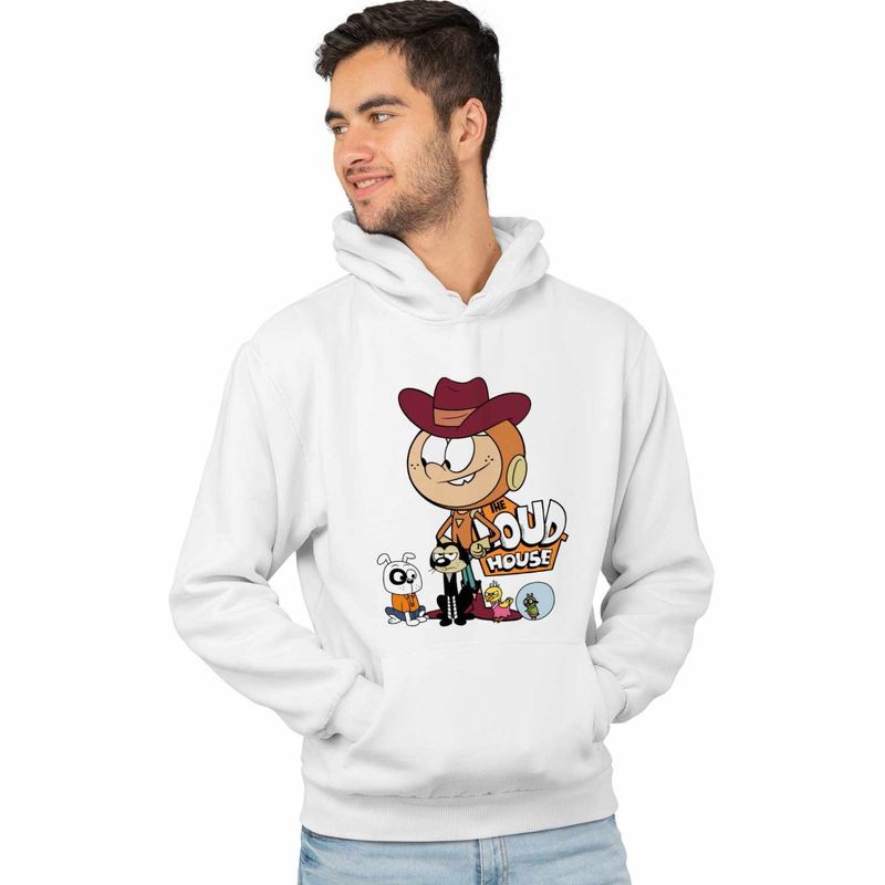 Fashion, accesorii si bijuterii - Barbati - Imbracaminte - Hanorace barbati - Hanorac Barbati Casa Loud Lincoln Cowboy Western, alb, marime M - Infinity.ro