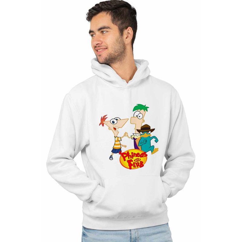 Fashion, accesorii si bijuterii - Barbati - Imbracaminte - Hanorace barbati - Hanorac Barbati Phineas Ferb Perry Pineas Fineas, alb, marime XL - Infinity.ro