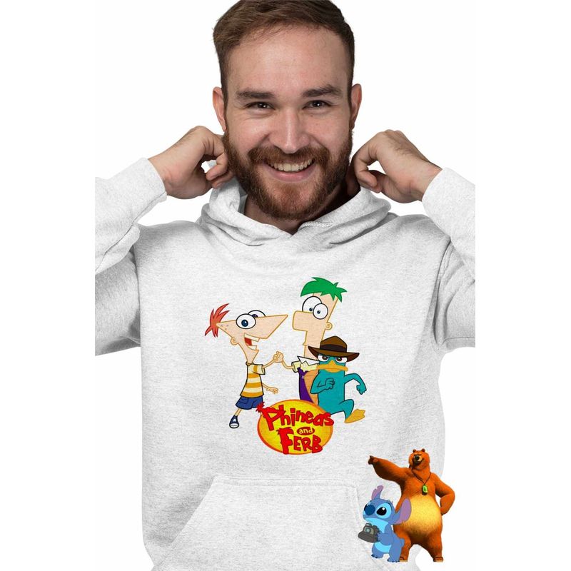 Fashion, accesorii si bijuterii - Barbati - Imbracaminte - Hanorace barbati - Hanorac Barbati Phineas Ferb Perry Pineas Fineas, alb, marime XL - Infinity.ro