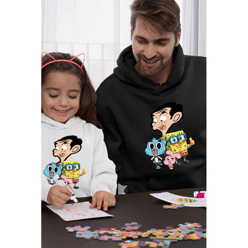 Fashion, accesorii si bijuterii - Barbati - Imbracaminte - Hanorace barbati - Hanorac Barbati Gumball Mr Bean SpongeBob, negru, marime 3XL - Infinity.ro