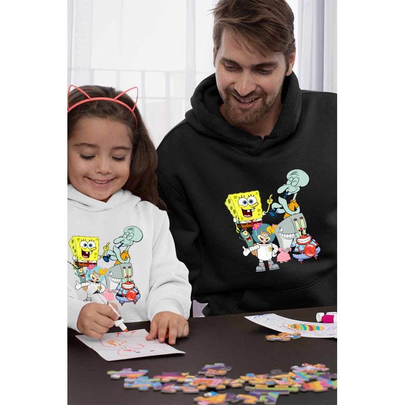 Fashion, accesorii si bijuterii - Barbati - Imbracaminte - Hanorace barbati - Hanorac Barbati SpongeBob Pantaloni Patrati Desene Animate, negru, marime 3XL - Infinity.ro