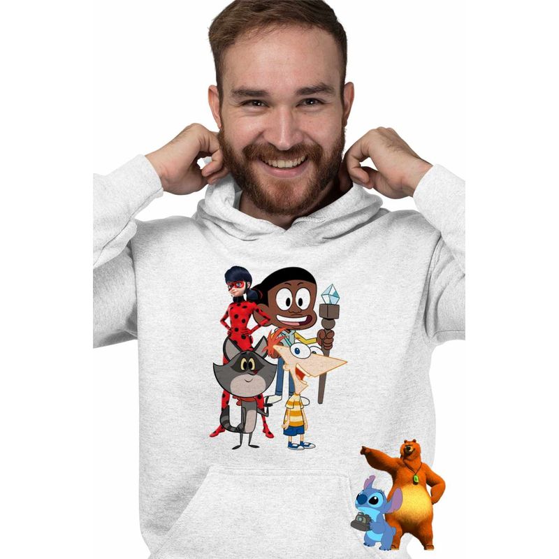 Fashion, accesorii si bijuterii - Barbati - Imbracaminte - Hanorace barbati - Hanorac Barbati Craig Taffy Buburuza Phineas, alb, marime 3XL - Infinity.ro