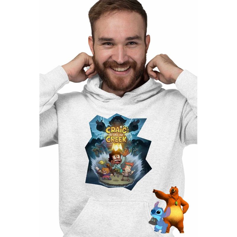 Fashion, accesorii si bijuterii - Barbati - Imbracaminte - Hanorace barbati - Hanorac Barbati Craig Dumbrava Cartoon Network, alb, marime 2XL - Infinity.ro